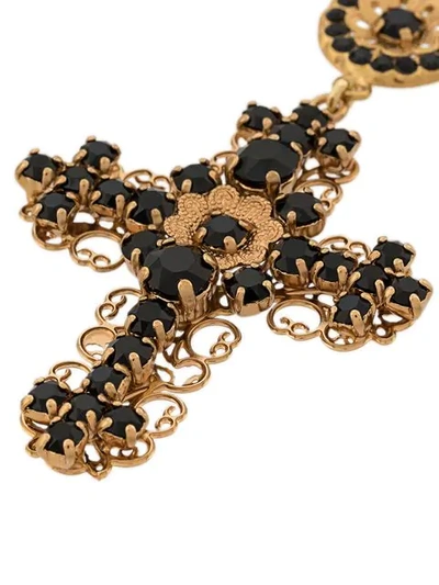 Shop Dolce & Gabbana Cross Pendant Necklace In Metallic ,gold