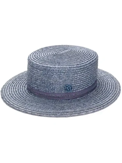 Shop Maison Michel Kiki Canotier Hat In Blue