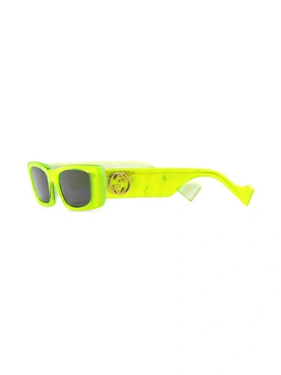 Shop Gucci Rectangular Frame Sunglasses In Yellow