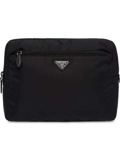 Shop Prada Logo-plaque Travel Pouch In Black