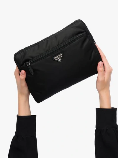 Shop Prada Logo-plaque Travel Pouch In Black