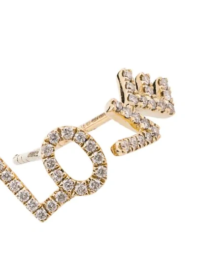 Shop Rosa De La Cruz 18k Yellow Gold Love Diamond Stud Earrings In Metallic