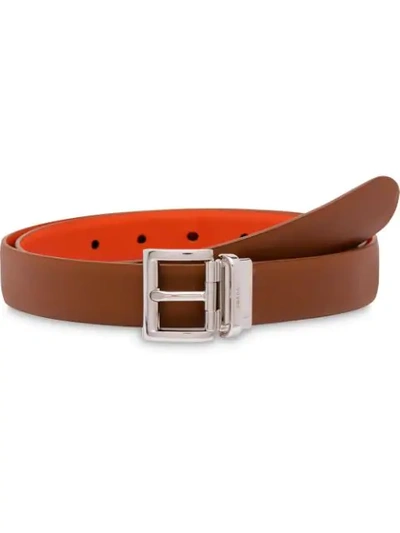 Shop Prada Reversible Two-tone Belt In Brown
