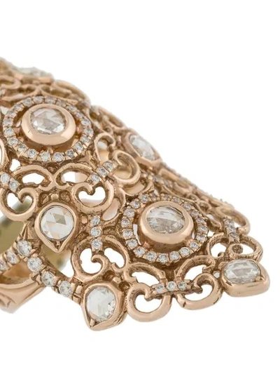 Shop Loree Rodkin 18kt Rose Gold And Diamond Long Finger Ring In Metallic
