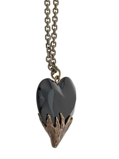 Shop Saint Laurent Heart Pendant Necklace In Gold