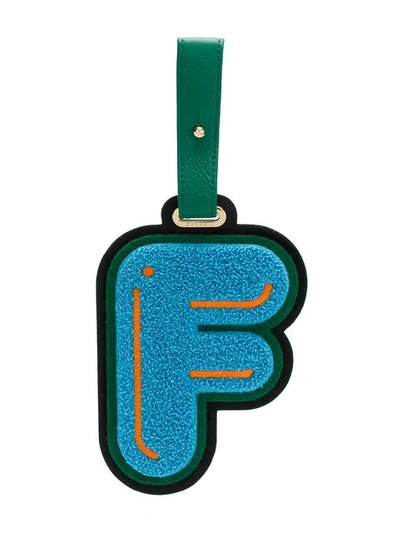 Shop Chaos Letter F Luggage Tag In Blue