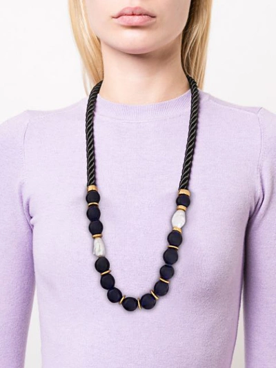 Shop Lizzie Fortunato Riplay Bead Embellished Necklace In Black