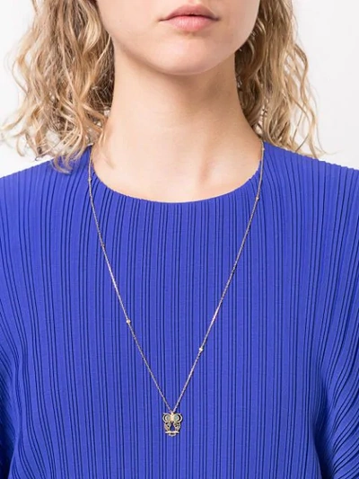 Shop Adeesse Owl Charm Necklace In Yellow