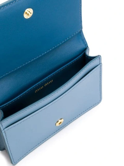 Shop Miu Miu Bow Detail Wallet In Blue
