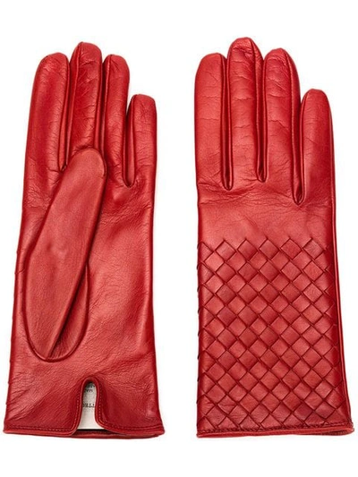 Shop Bottega Veneta Nappa Leather Gloves In Red