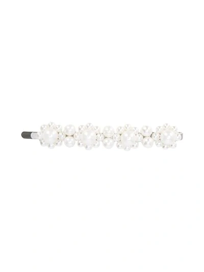 Shop Simone Rocha Floral Pearl Hair Clip In White