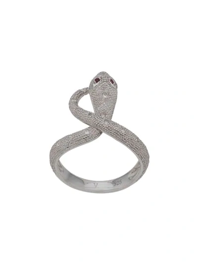Shop V Jewellery Serpent Ring In Silver
