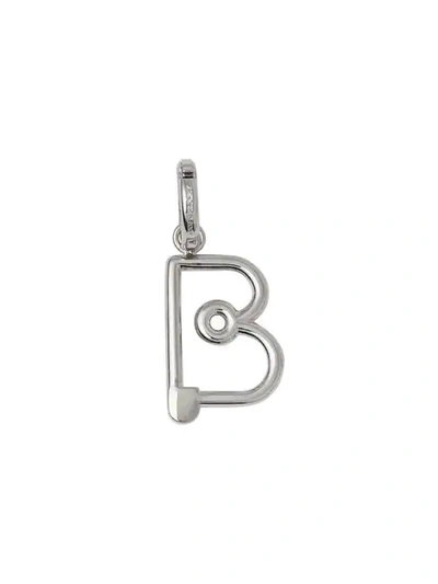 Shop Burberry Kilt Pin ‘b' Alphabet Charm In Metallic