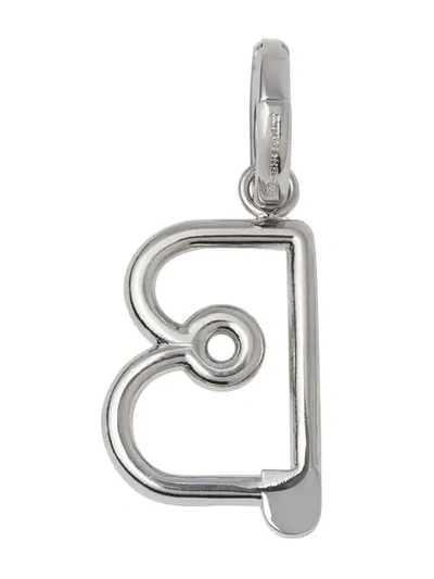 Shop Burberry Kilt Pin ‘b' Alphabet Charm In Metallic