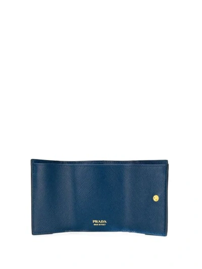 Shop Prada Logo Plaque Card Holder - Blue