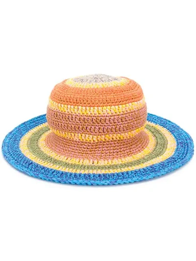 Shop Etro Striped Knit Hat - Multicolour