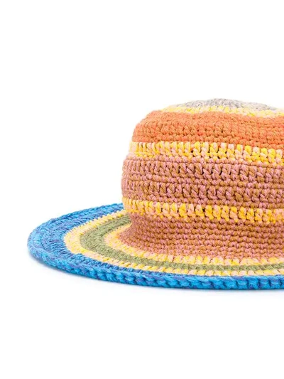 Shop Etro Striped Knit Hat - Multicolour