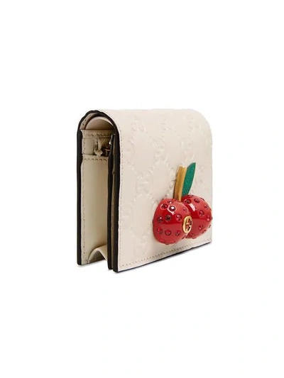 Shop Gucci Signature Card Case With Cherries In 8597 White