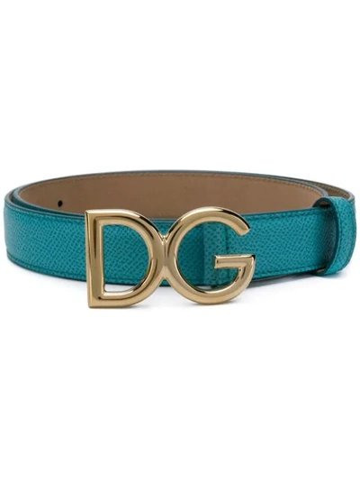 Shop Dolce & Gabbana Dg Logo Belt In 80699 Celeste Acqua