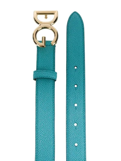 Shop Dolce & Gabbana Dg Logo Belt In 80699 Celeste Acqua