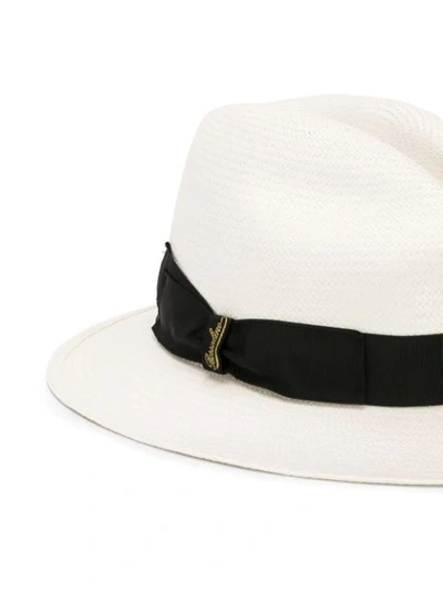 Shop Borsalino Narrow Brim Straw Hat In White