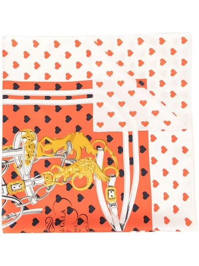 Pre-owned Hermes  Printed Scarf In Red