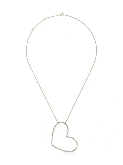 Shop Rosa De La Cruz Rose Gold And Diamond Necklace With Large Heart Charm In Metallic