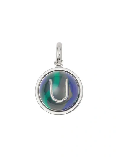 Shop Burberry Marbled Resin ‘u' Alphabet Charm In Silver