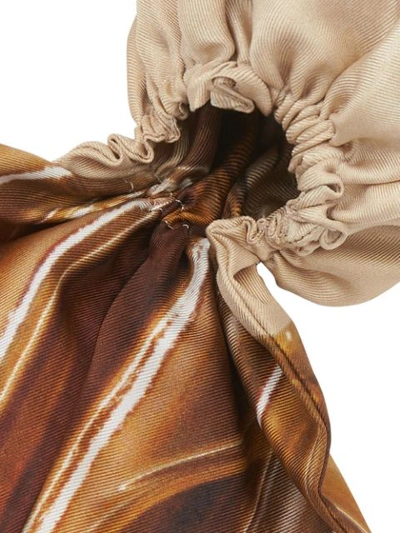 Shop Burberry Archive Perfume Bottle Print Silk Hair Scarf In Brown