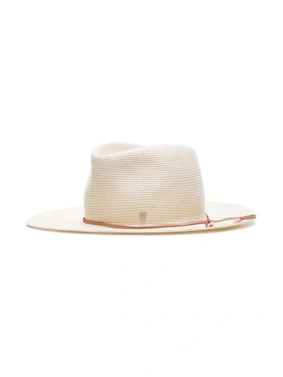 Shop Maison Michel White Charles Rollable Paper Straw Fedora Hat In Neutrals