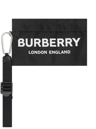 Shop Burberry Logo Print Zip Pouch In Black