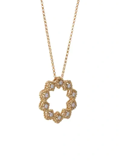 ROBERTO COIN 18KT YELLOW GOLD ROMAN BAROCCO DIAMOND AND RUBY PENDANT NECKLACE - 金色