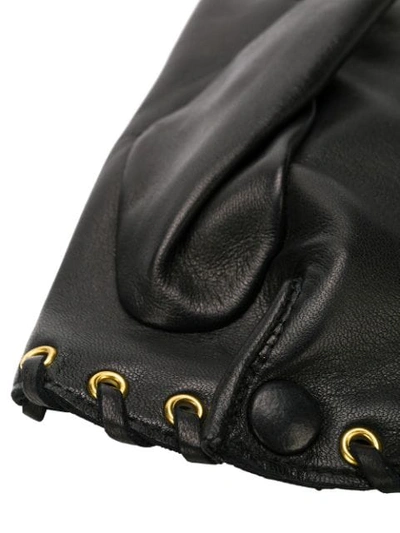 Shop Agnelle Rivet Leather Gloves In Black