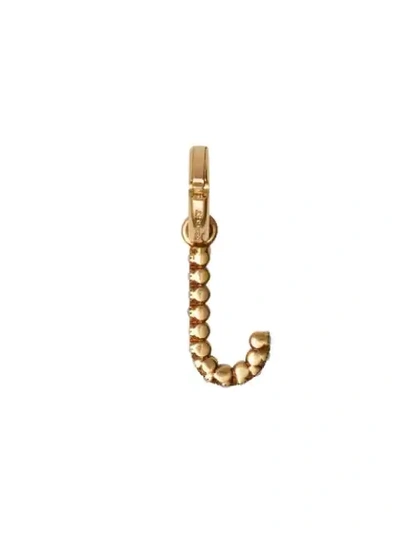 Shop Burberry Crystal ‘j' Alphabet Charm In Gold