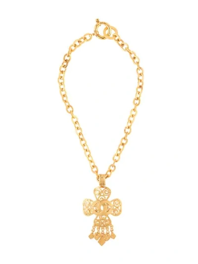 Pre-owned Chanel 1995 Cc Necklace In Gold