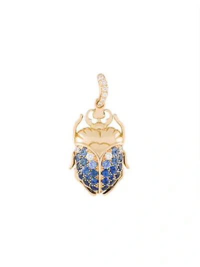 Shop Aurelie Bidermann 'scarab' Sapphire And Diamond Pendant In Metallic