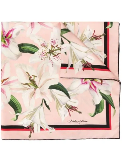 Shop Dolce & Gabbana Lily Print Foulard In Pink