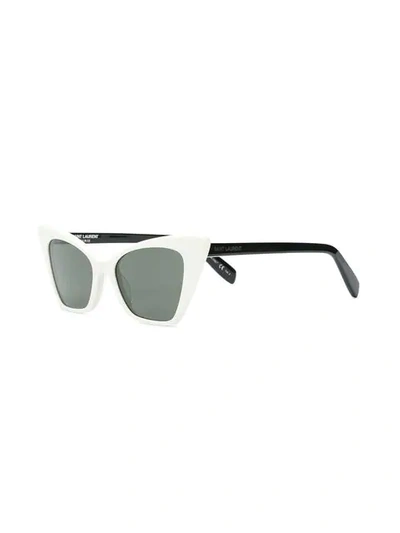 Shop Saint Laurent Cat-eye Frame Sunglasses In White