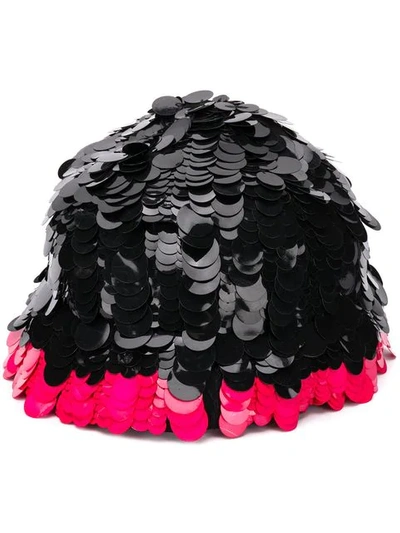 Shop Marni Embellished Contrast Hat In Black
