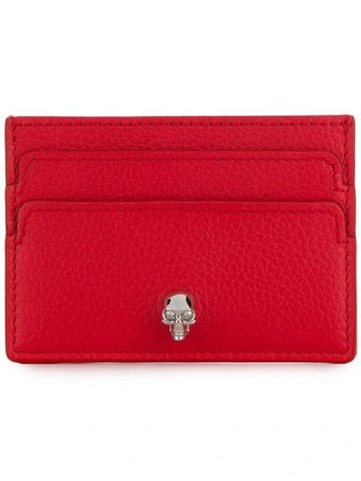 Shop Alexander Mcqueen Skull Detailed Card Holder In Red