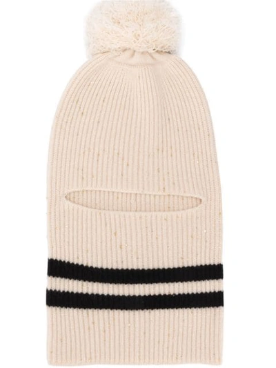 Shop Cashmere In Love Megeve Pompom Balaclava In Neutrals