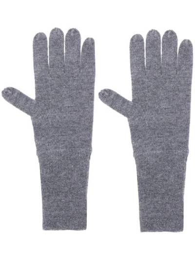 Shop Allude Knit Gloves In Grey