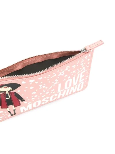 Shop Love Moschino Printed Chain Wallet In Pink
