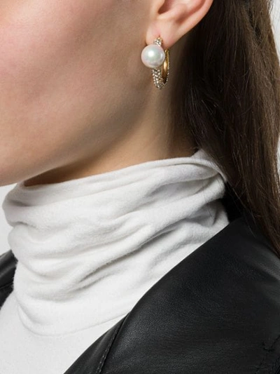Shop Ambush Pearl And Crystal Earring In Gold