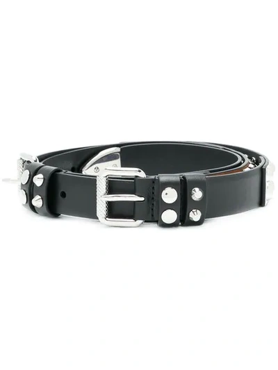 Shop Prada Multi Stud Leather Belt In Black ,white