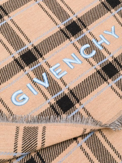 GIVENCHY CHECKED SCARF - 棕色