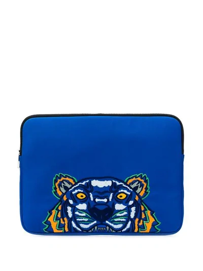 Shop Kenzo Embroidered Pouch Bag - Blue