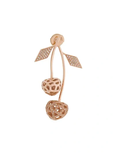 Shop Natasha Zinko 14kt Rose Gold And Diamond Mini Cherry Earring