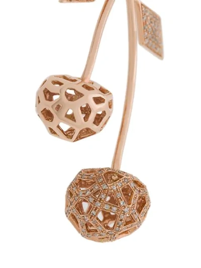 Shop Natasha Zinko 14kt Rose Gold And Diamond Mini Cherry Earring