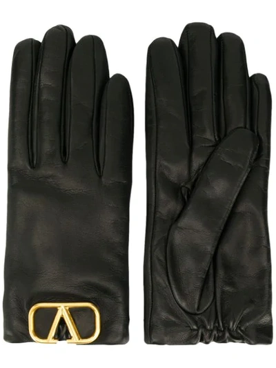 VALENTINO VALENTINO GARAVANI LOGO PLAQUE GLOVES - 黑色